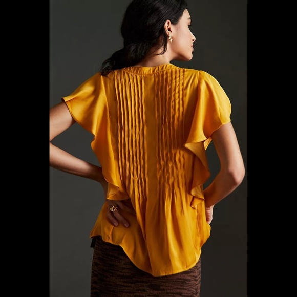 NWT Anthropologie Ruffled Pintucked Blouse - Picture 2 of 16